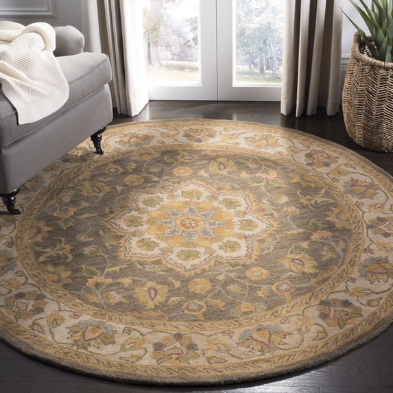 Safavieh Heritage Lennox Oriental Wool Area Rug, Green/Taupe, 6' x 6' Round