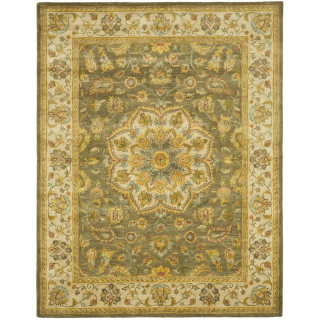 SAFAVIEH Heritage Lennox Oriental Wool Area Rug, Green/Taupe, 8' x 8' Square