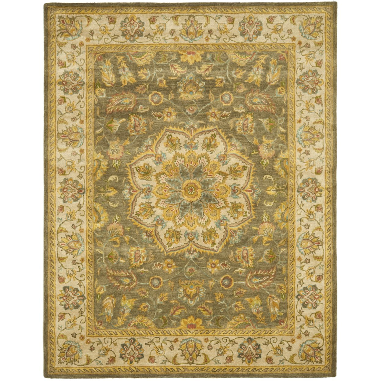 Ivory and Taupe Hand-Tufted Wool Area Rug, 9'6" x 13'6"