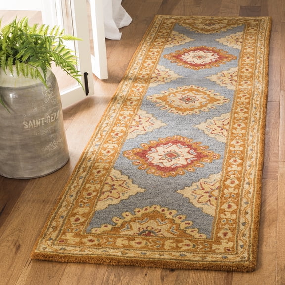 SAFAVIEH Heritage Lewis Oriental Wool Runner Rug, Blue/Rust, 2'3" x 6'