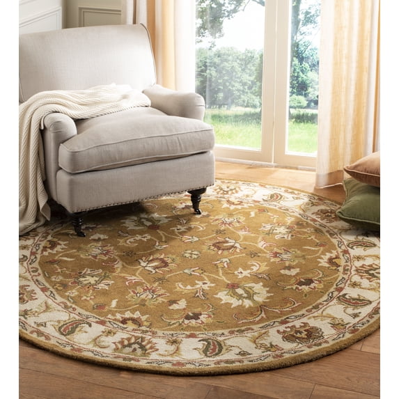 Safavieh Heritage Major Oriental Wool Area Rug, Mocha/Ivory, 6' x 6' Round
