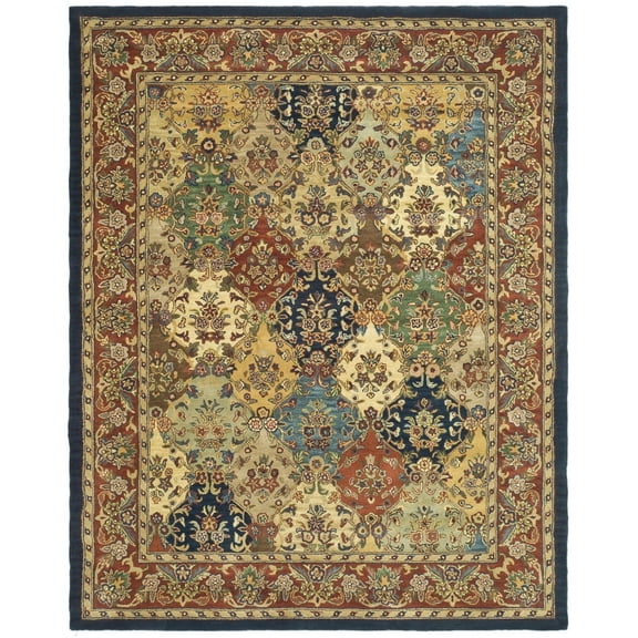 SAFAVIEH Heritage Malcolm Traditional Wool Area Rug, Multi/Burgundy, 4' x 4' Square