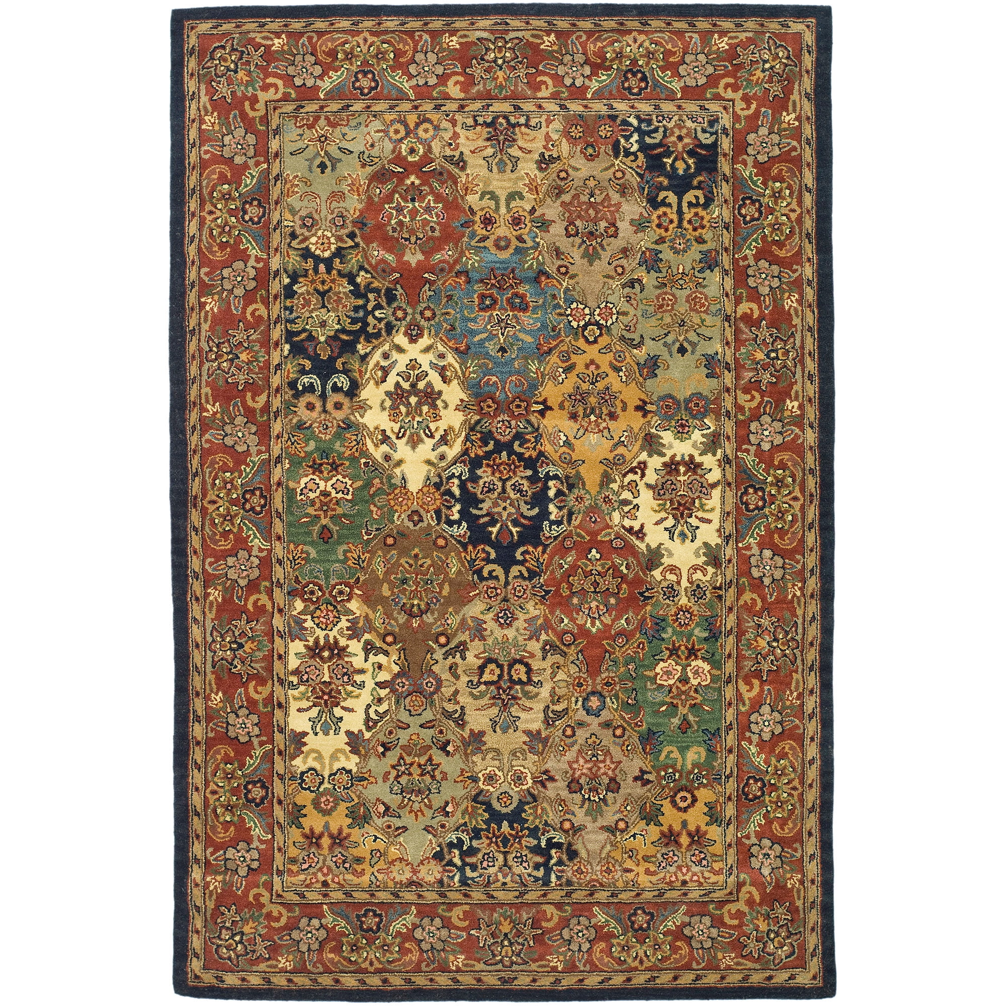 Handmade Multi/Burgundy Tufted Wool Oval 6' x 9' Area Rug