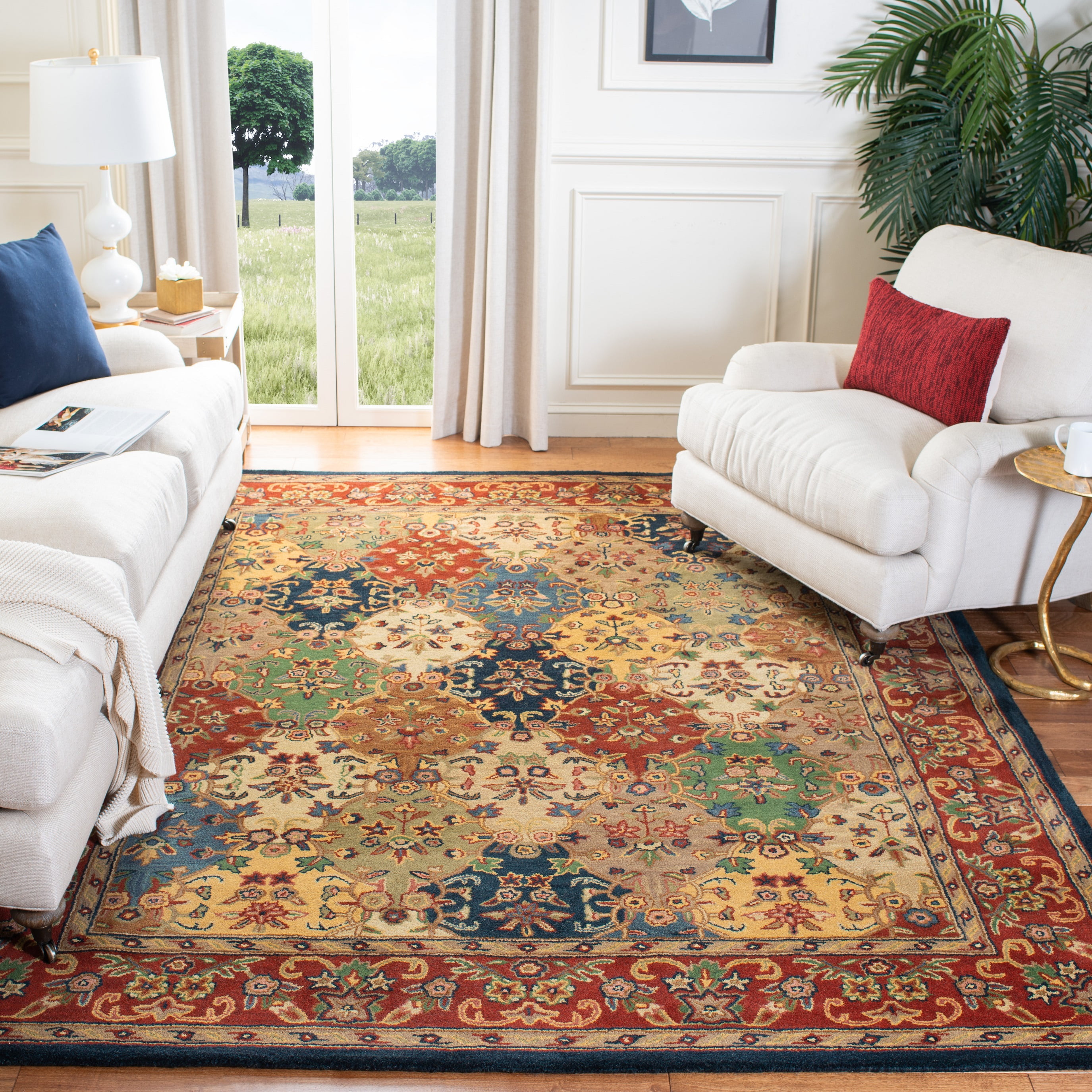 Handmade Multi/Burgundy Wool 9' x 12' Tufted Area Rug