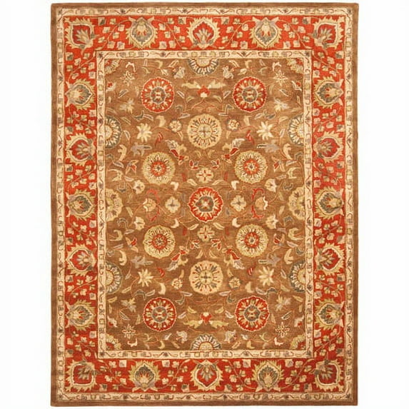 SAFAVIEH Heritage Mercia Traditional Wool Area Rug, Beige/Rust, 12' x 15'