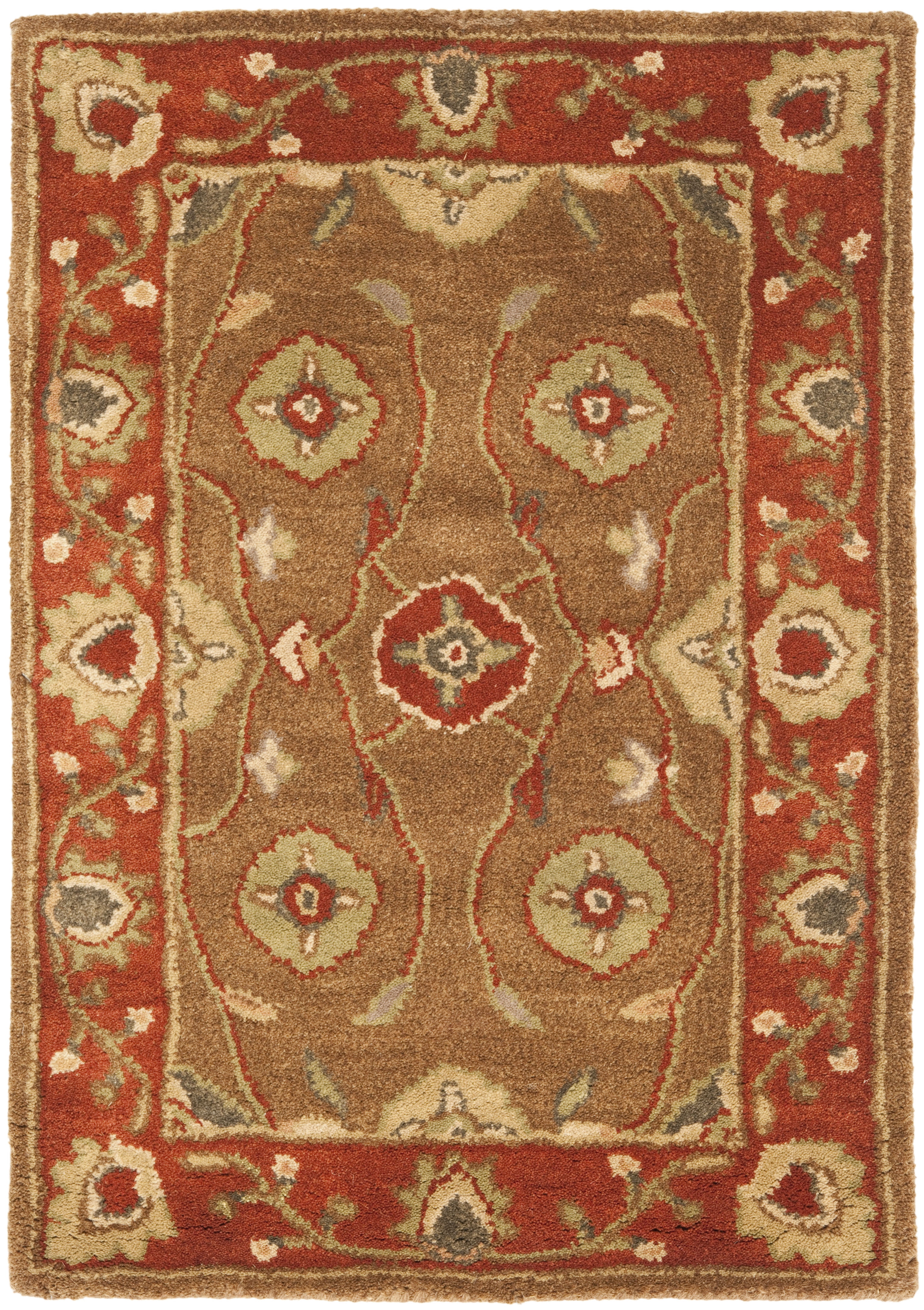 Beige and Rust Hand-Tufted Wool Area Rug, 3' x 5'