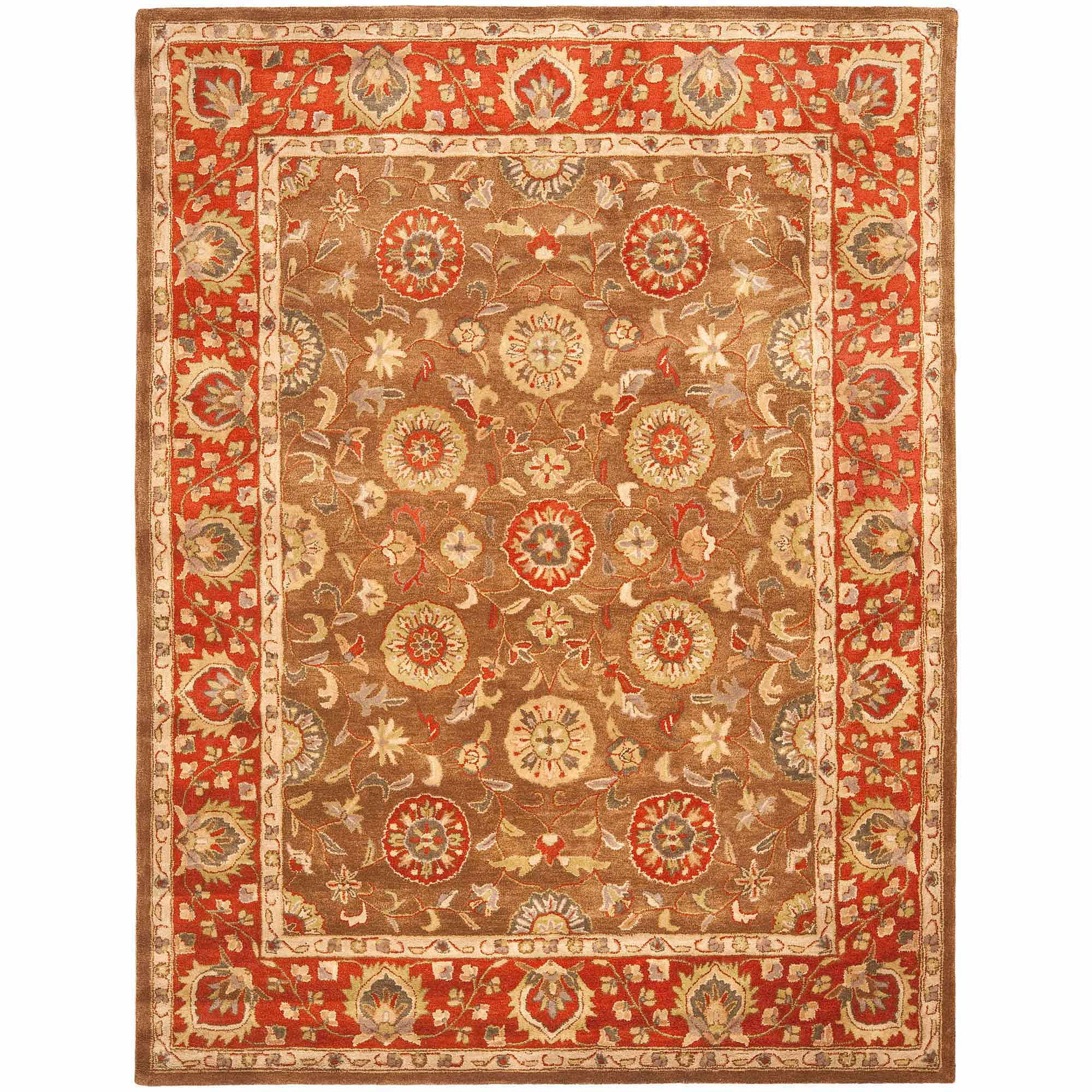 Ivory and Rust Hand-Tufted Wool Area Rug 7'6" x 9'6"