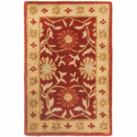 SAFAVIEH Heritage Mide Traditional Wool Area Rug, Red/Beige, 2' x 3'