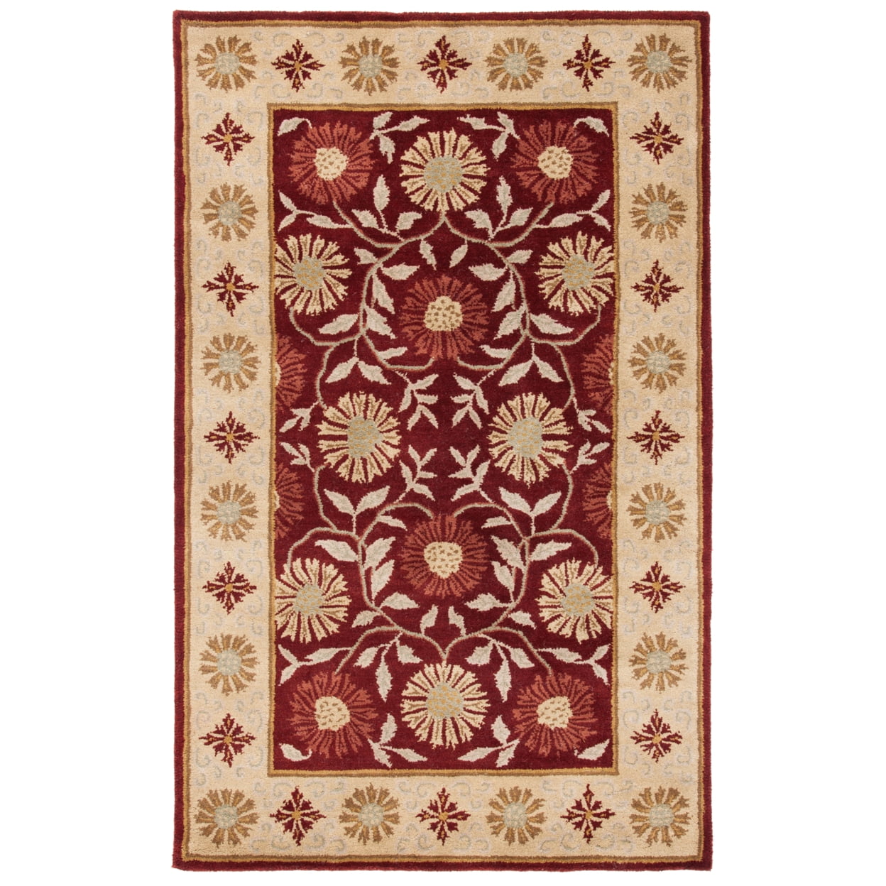 Heritage Red and Beige Hand-Tufted Wool Area Rug