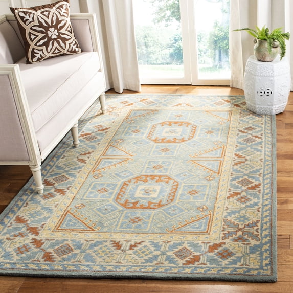 Safavieh Heritage Mirabel Geometric Wool Area Rug, Blue/Beige, 6' x 9'