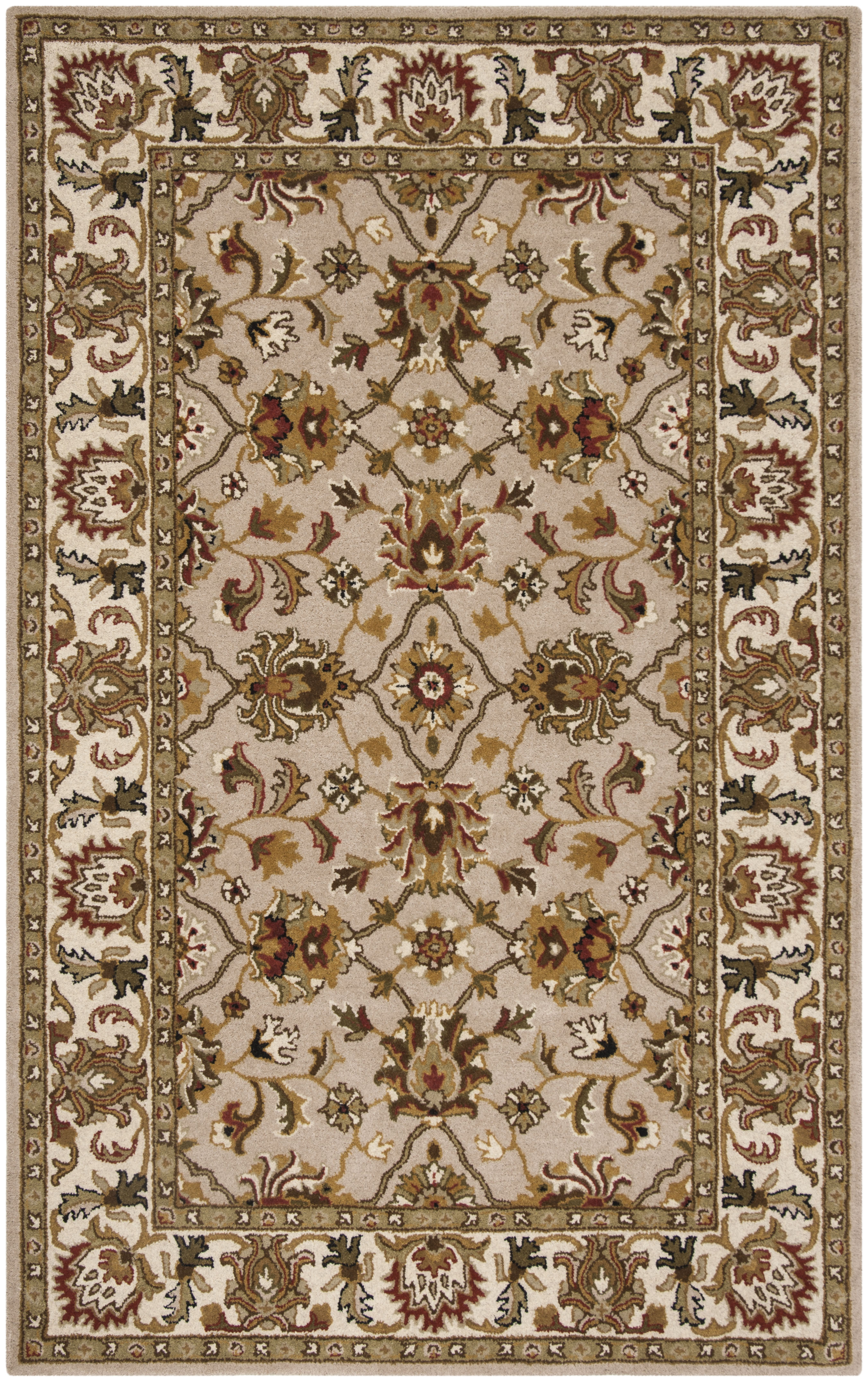 SAFAVIEH Heritage Nicola Floral Wool Area Rug, Ivory/Light Gold, 3' x 5'