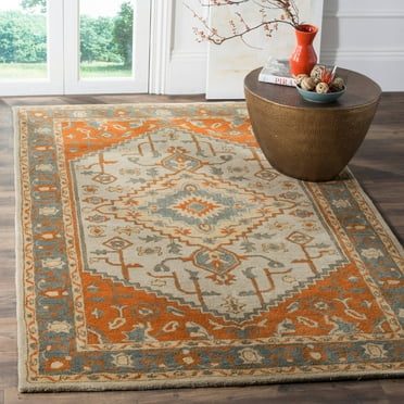 SAFAVIEH Heritage Nita Traditional Wool Area Rug, Light Blue/Rust, 3' x 5'