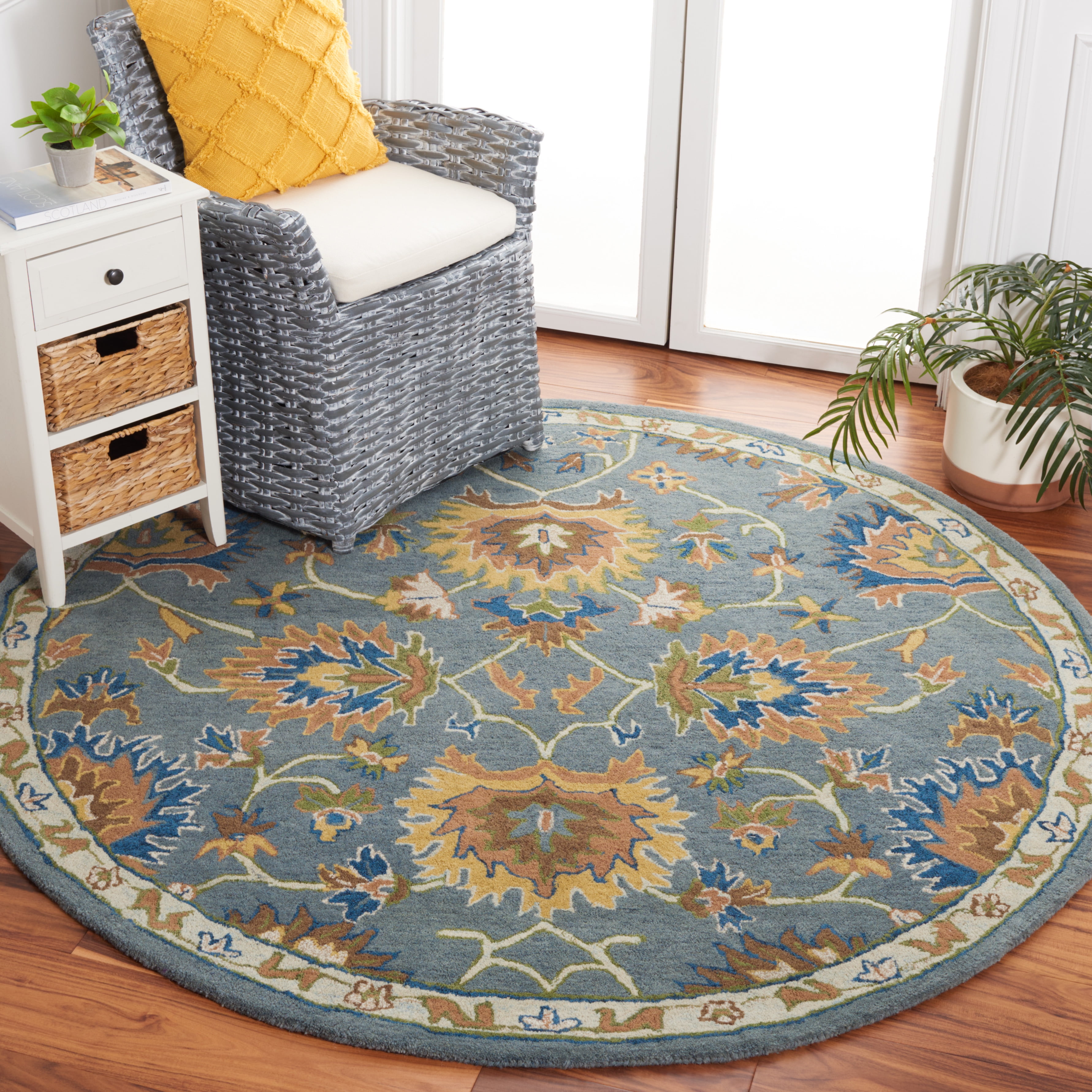 Safavieh Heritage Odran Oriental Wool Area Rug, Light Blue, 4' x 4' Round