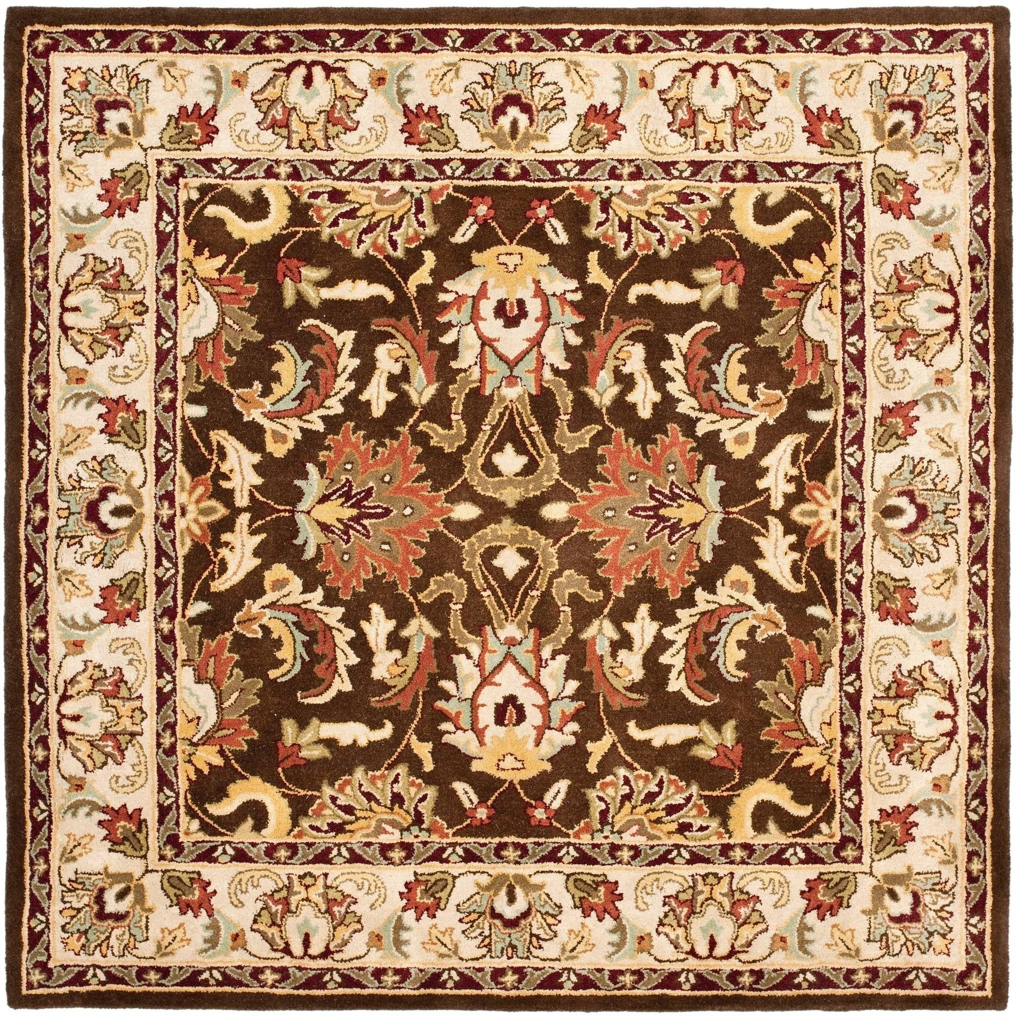 Elegant Heritage Hand-Tufted Wool Square Rug in Blue - 6'x6'