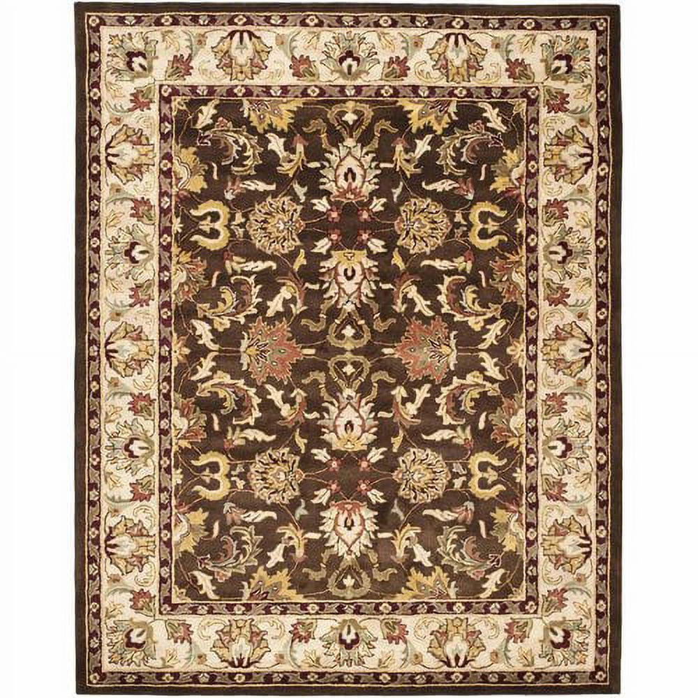Handmade Tufted Wool and Cotton Rectangular Rug, Brown/Beige, 9'6" x 13'6"