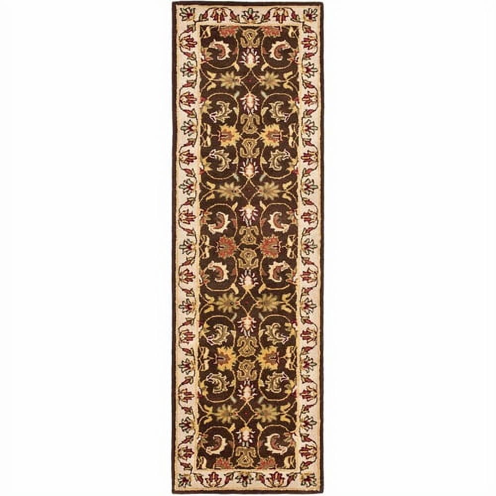 Handmade Red and Brown Wool Tufted Runner Rug, 2'3" x 14'