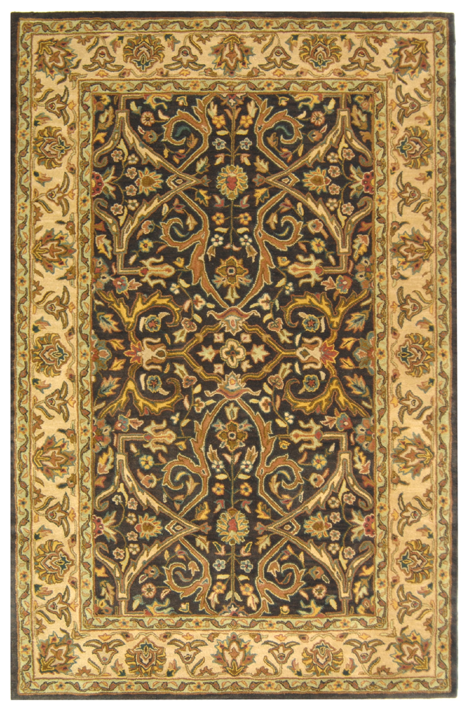 Charcoal and Beige Hand-Tufted Wool Area Rug, 9'6" x 13'6"
