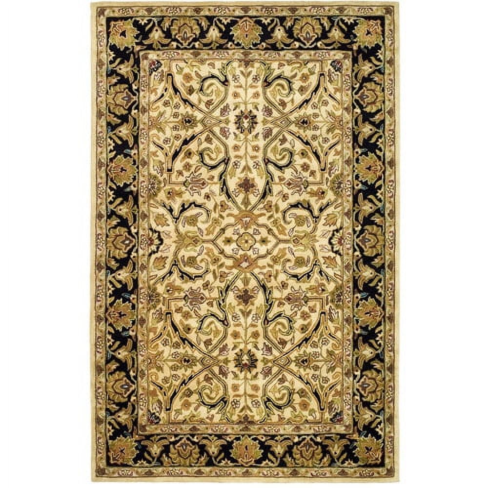 Ivory and Black Hand-Tufted Wool 5' x 8' Area Rug
