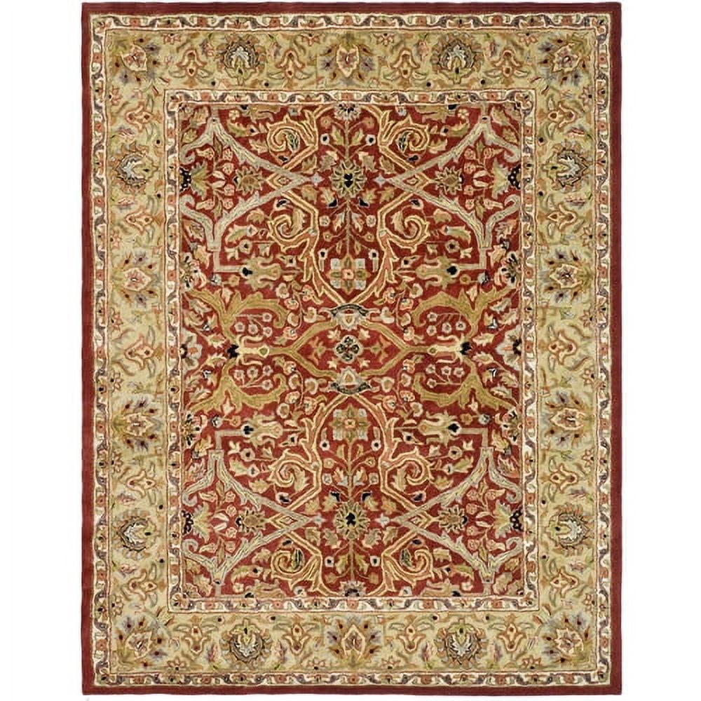 Red and Gold 4' x 6' Hand-Tufted Wool Rectangular Rug