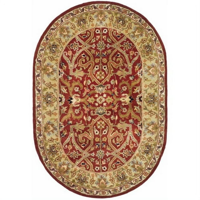 SAFAVIEH Heritage Oslo Traditional Wool Area Rug, Red/Gold, 6' x 6' Round