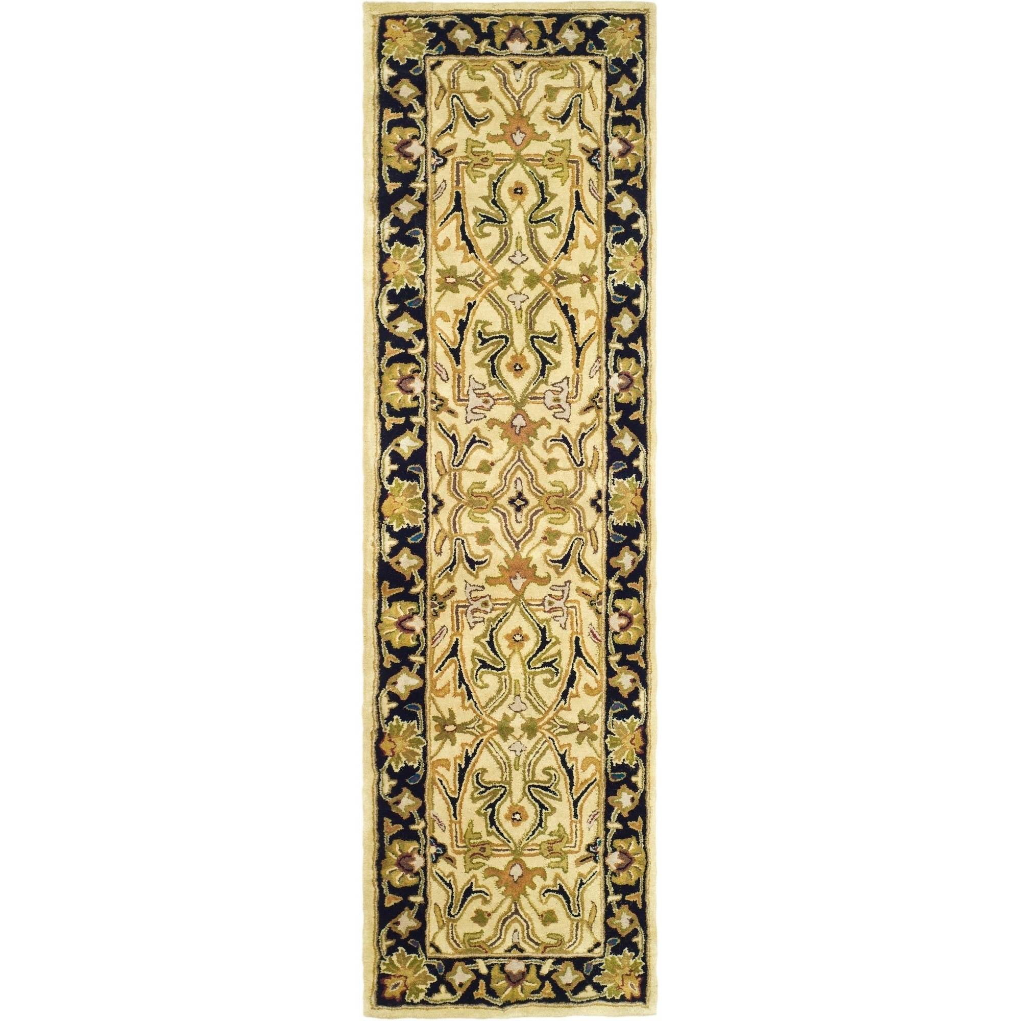 SAFAVIEH Heritage Oslo Traditional Wool Runner Rug, Ivory/Black, 2'3" x