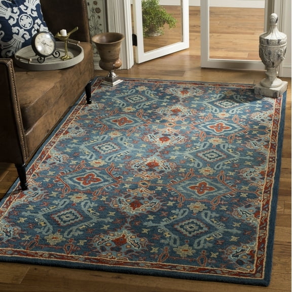 SAFAVIEH Heritage Petrina Floral Wool Area Rug, Blue/Multi, 3' x 5'