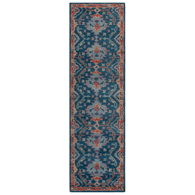 SAFAVIEH Heritage Petrina Floral Wool Runner Rug, Blue/Multi, 2'3" x 10'