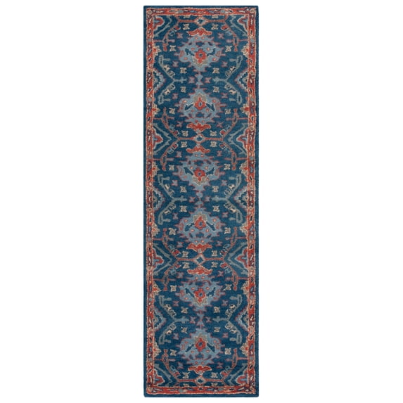 SAFAVIEH Heritage Petrina Floral Wool Runner Rug, Blue/Multi, 2'3" x 6'