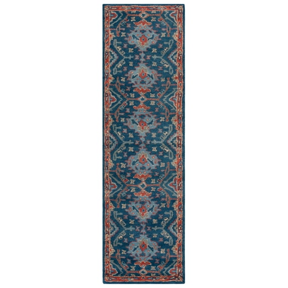 SAFAVIEH Heritage Petrina Floral Wool Runner Rug, Blue/Multi, 2'3" x 8'