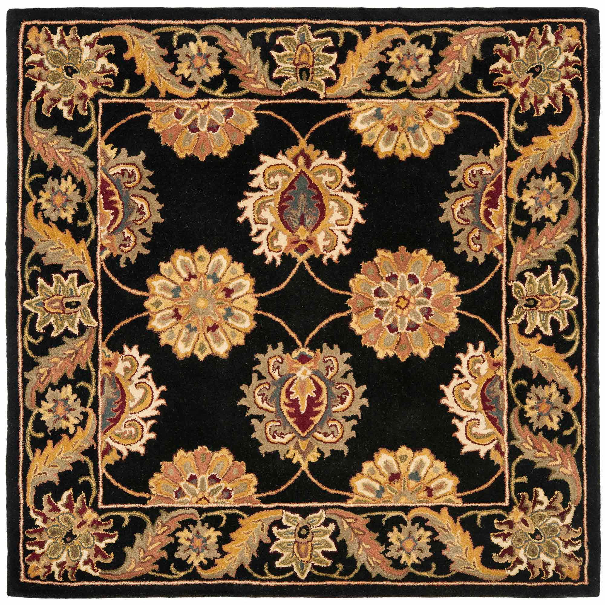 Heritage Black Square Hand-Tufted Wool Area Rug