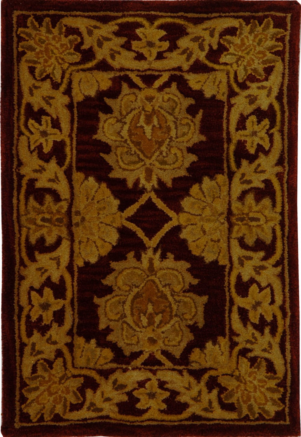 Maroon Hand-Tufted Wool Traditional Area Rug 2' x 3'