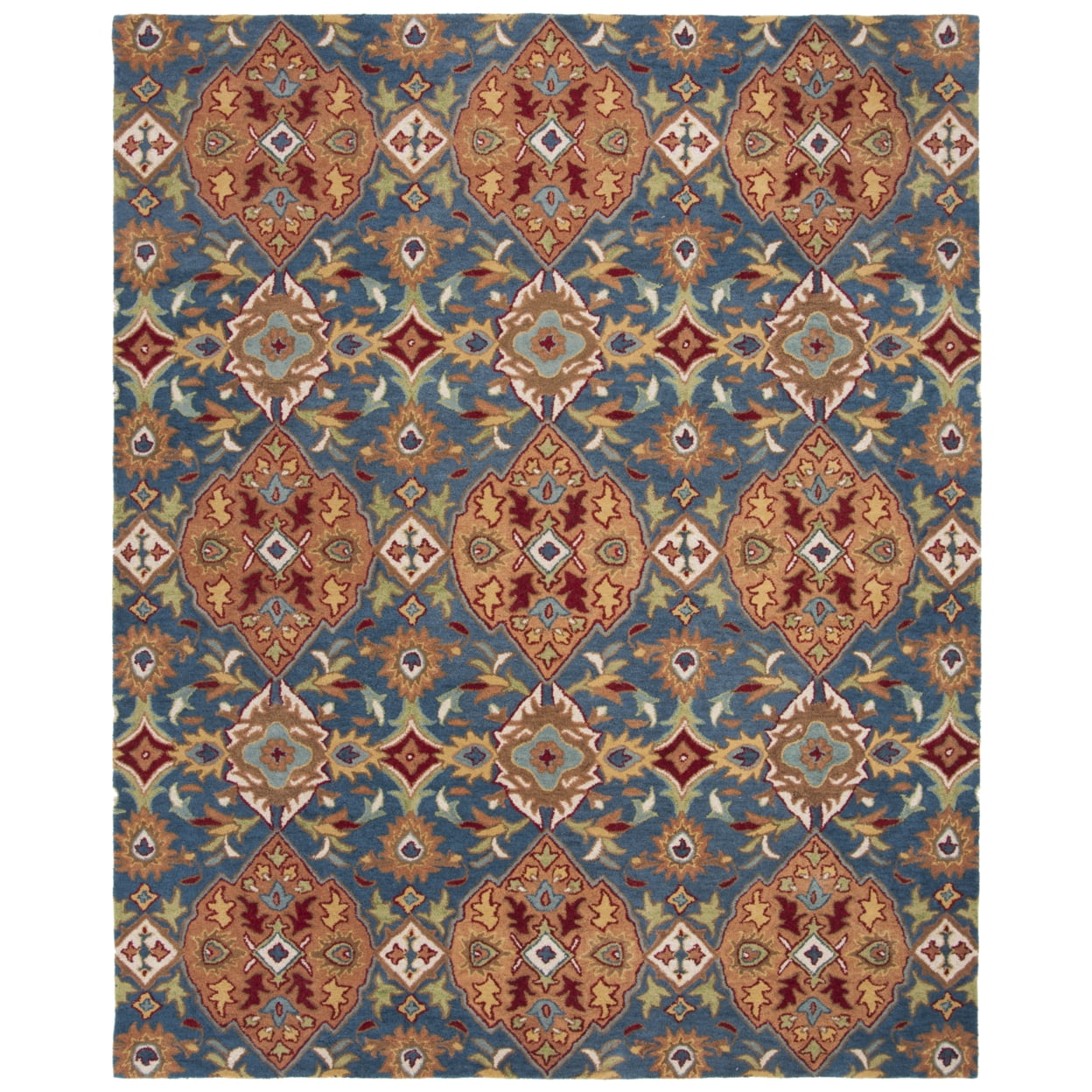 Heritage Hand-Tufted Blue and Camel Square Wool Accent Rug - 2' x 3'