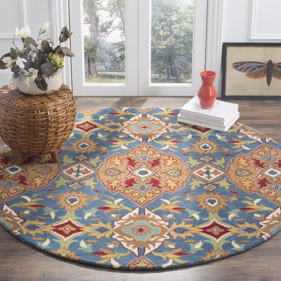 Safavieh Heritage Reanna Oriental Wool Area Rug, Camel/Blue, 6' x 6' Round