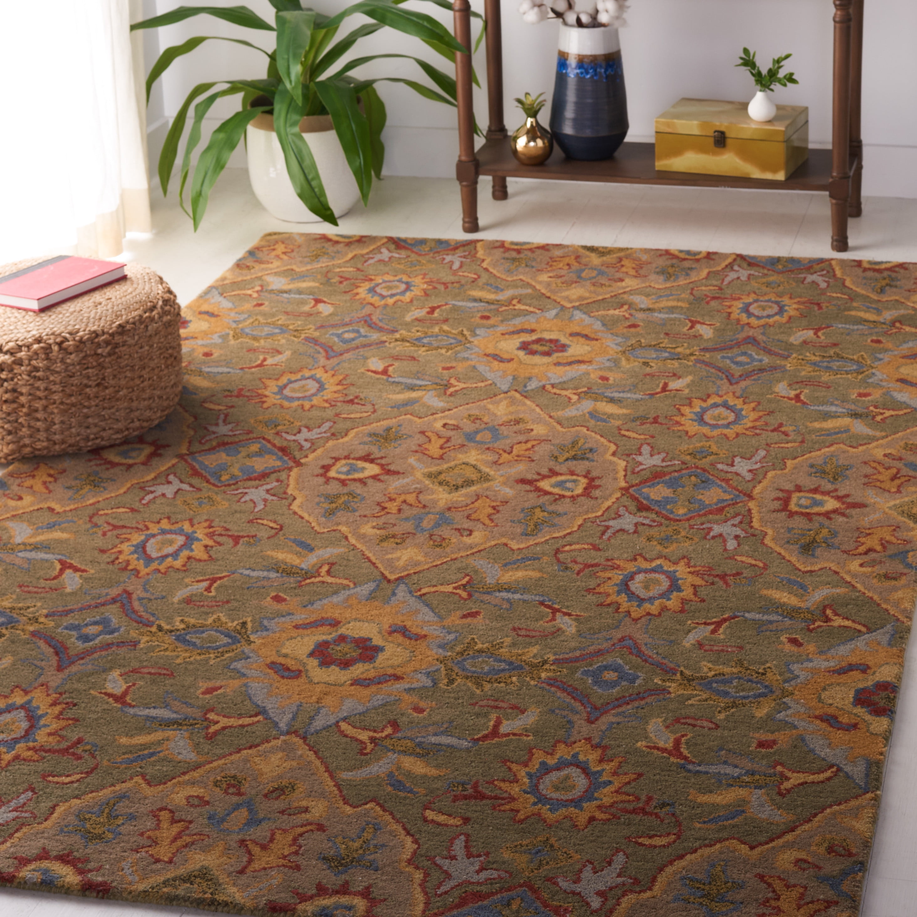 Safavieh Heritage Reanna Oriental Wool Area Rug, Green/Yellow, 6' x 6' Square