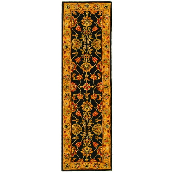 SAFAVIEH Heritage Regis Oriental Wool Runner Rug, Charcoal/Gold, 2'3" x 12'