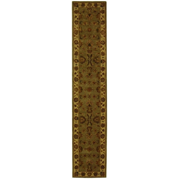 SAFAVIEH Heritage Regis Oriental Wool Runner Rug, Green/Gold, 2'3" x 12'