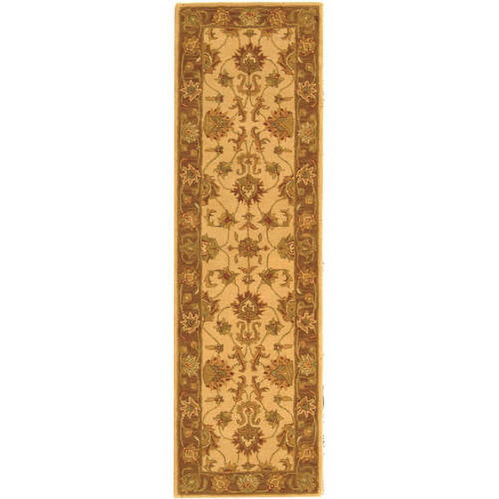 Ivory and Brown Handmade Wool Tufted Runner Rug 2'3" x 8'