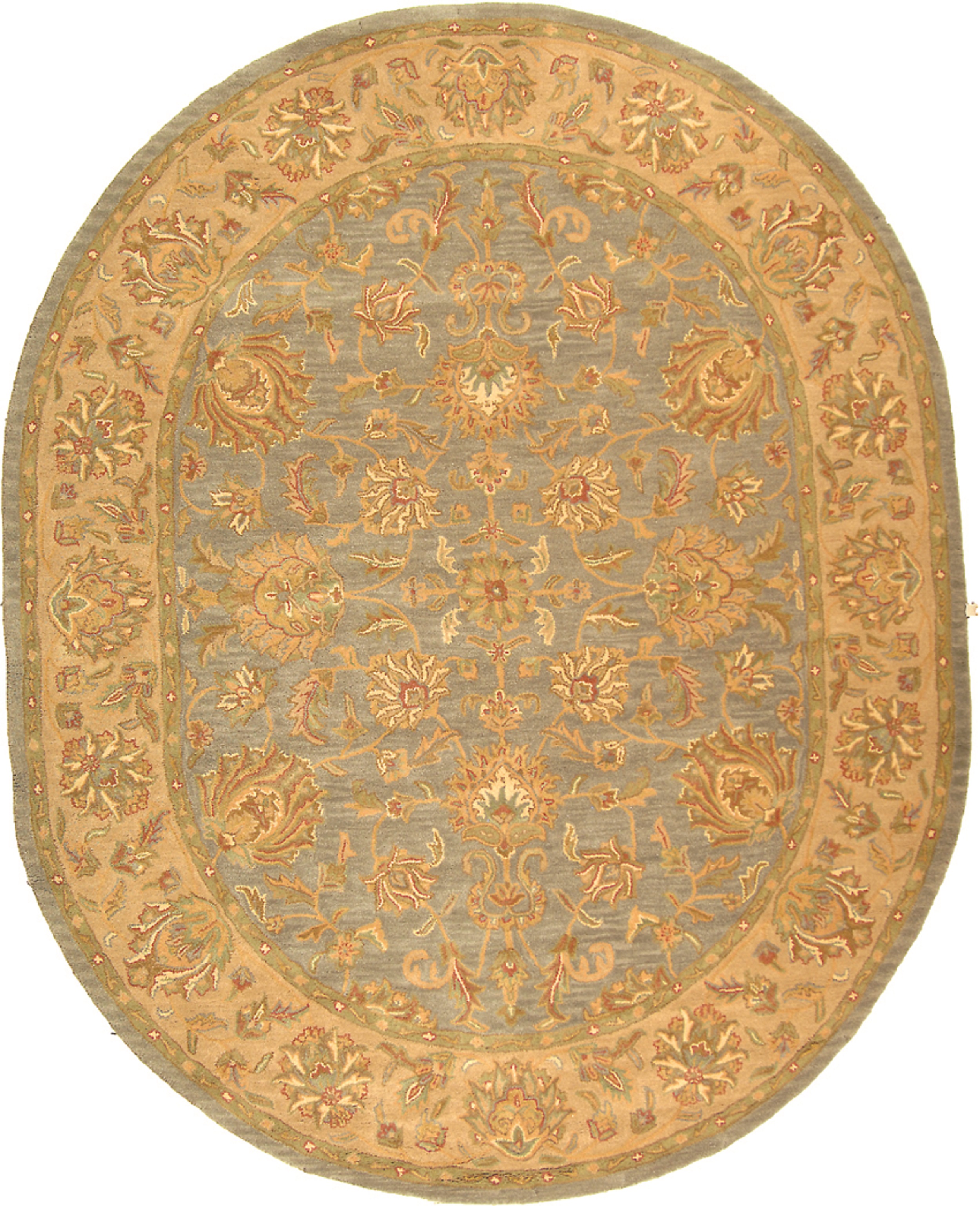 SAFAVIEH Heritage Regis Traditional Wool Area Rug, Blue/Beige, 4'6" x 6'6" Oval - image 1 of 4