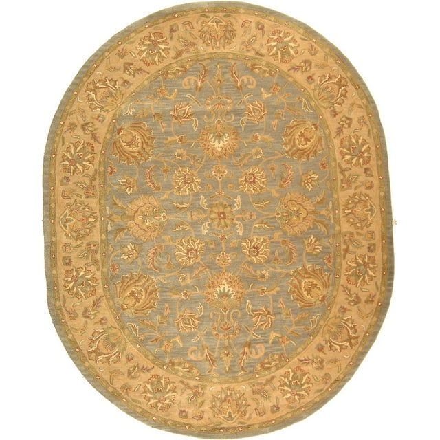 SAFAVIEH Heritage Regis Traditional Wool Area Rug, Blue/Beige, 7'6" x 9'6" Oval