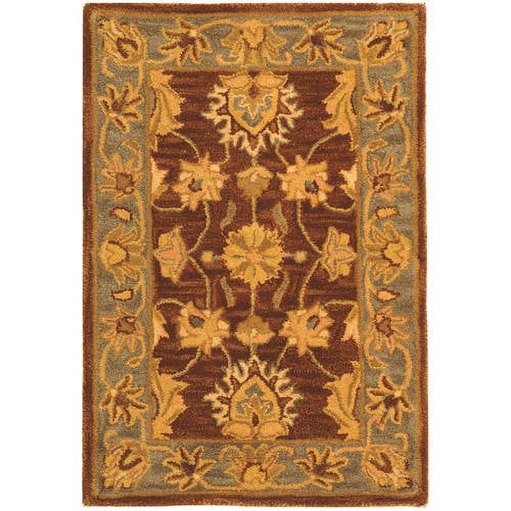 Heritage 2' x 3' Brown and Blue Hand-Tufted Wool Area Rug