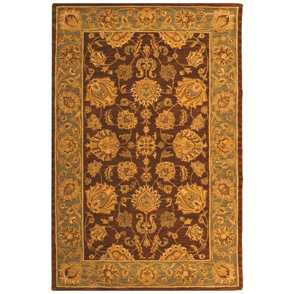 SAFAVIEH Heritage Regis Traditional Wool Area Rug, Brown/Blue, 5' x 8'