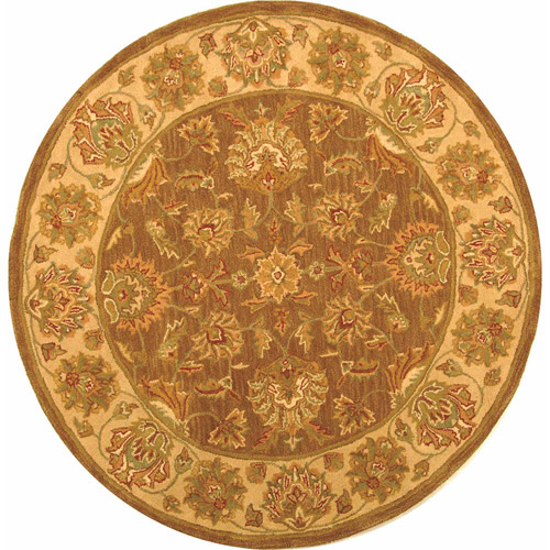 SAFAVIEH Heritage Regis Traditional Wool Area Rug, Brown/Ivory, 3'6" x 3'6" Round - image 1 of 9