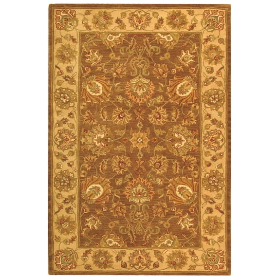 SAFAVIEH Heritage Regis Traditional Wool Area Rug, Brown/Ivory, 6' x 9'