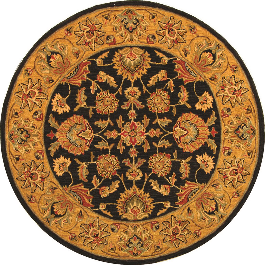 SAFAVIEH Heritage Regis Traditional Wool Area Rug, Charcoal/Gold, 3'6" x 3'6" Round - image 1 of 10