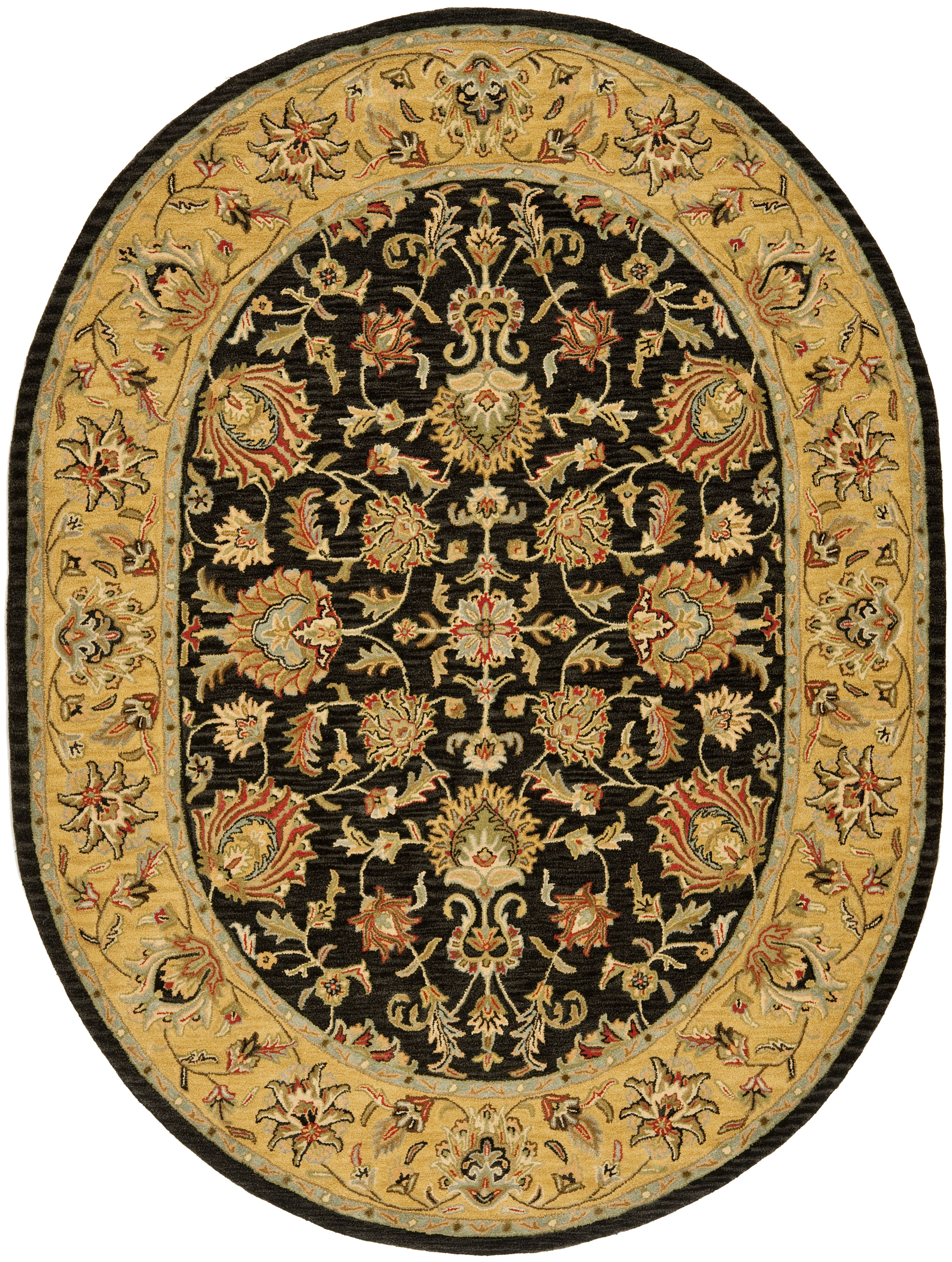 SAFAVIEH Heritage Regis Traditional Wool Area Rug, Charcoal/Gold, 4'6" x 6'6" Oval - image 1 of 4