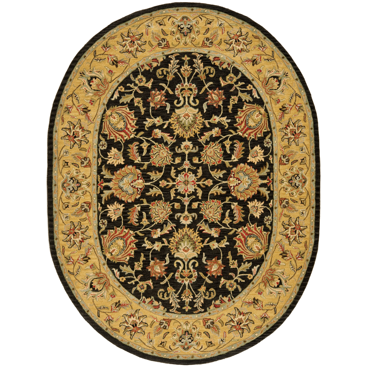 SAFAVIEH Heritage Regis Traditional Wool Area Rug, Charcoal/Gold, 7'6" x 9'6" Oval - image 1 of 10