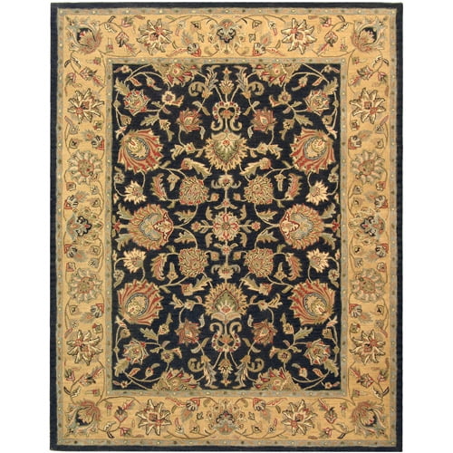 Elegant Charcoal and Gold Hand-Tufted Wool Area Rug - 7'6" x 9'6"