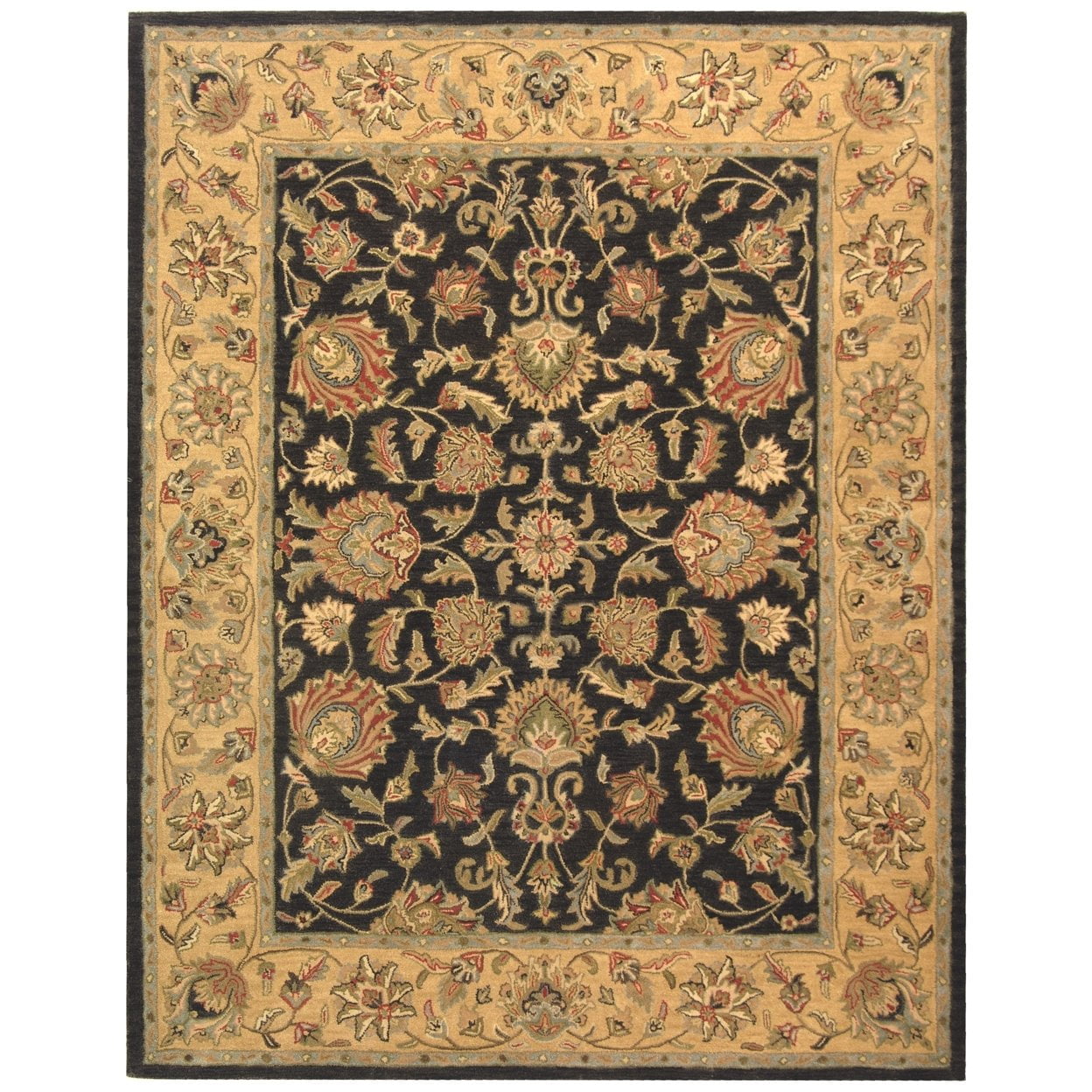 Hand-Tufted Charcoal and Gold Wool Rectangular Area Rug