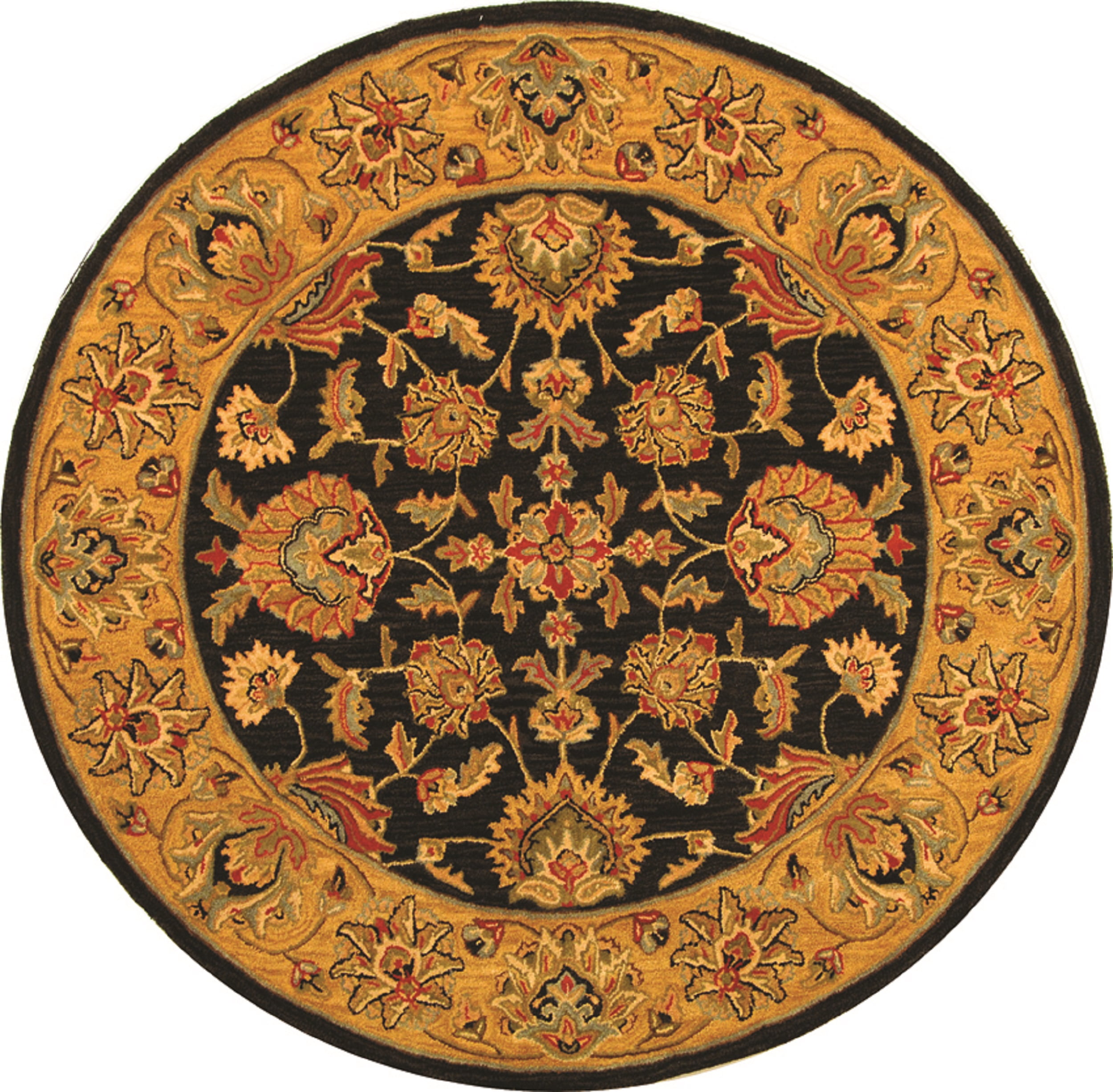 Hand-Tufted Charcoal and Gold Wool Round Area Rug, 8'