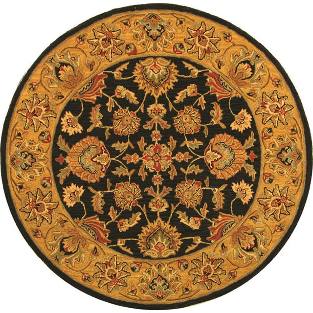 SAFAVIEH Heritage Regis Traditional Wool Area Rug, Charcoal/Gold, 8' x 8' Round